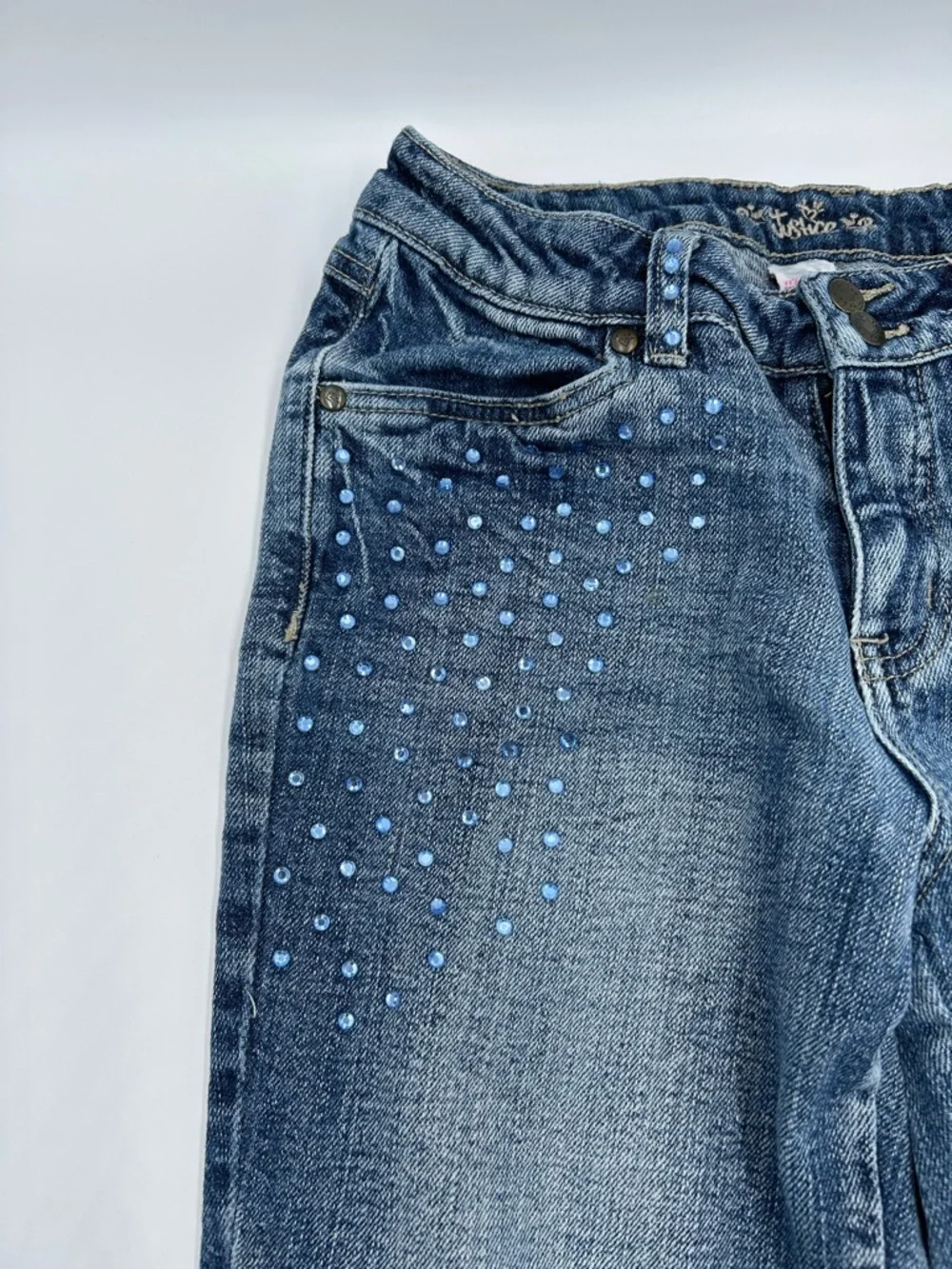 Justice Blue Embellished Flare Jeans 12reg